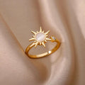 Women Stainless Steel Rings For Luxury Zircon Geometric Rings For Women Stainless Steel Gold Color Open Ring Trendy Wedding Party Aesthetic Jewerly Gift Femme
