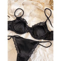 French Satin Lace Minimizer Bra Set Women Summer Thin Cup Underwired Bra Elegant Soft Lingerie Underwear Suit for Daily Wear