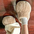 Cute Cat Paw Plush Slippers For Women Winter Warm Furry Closed Toe Slippers Cartoon Non-slip Indoor House Shoes