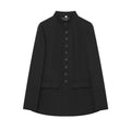 Women Stand Mandarin Collar Multi Button Front Blazer Long Sleeve Flap Pockets Slim Fit Solid Color Office Casual Suit Jacket