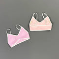 Women Contrastline Yoga Bra V Neck White Edge Thin Strap Wirefree Padded Sports Bra Seamless Daily Workout Fitness Crop Top