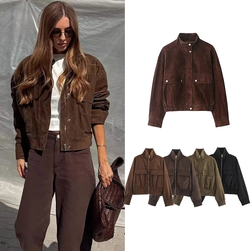 Women's New Jackets Women's Autumn Jackets 2026 New Fashion Big Pocket Elegant Women's Slim Warm Jackets Autumn Street Chic Young Student Coats