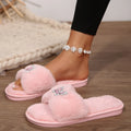 Pink Glitter Butterfly Fluffy Furry Slides Women Winter 2026 Luxury Warm Fur Indoor Slippers Soft Plush Flat Heel Cotton Shoes