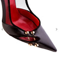 Mesh Panelling Gold Tone Hardware Stud High Heel Metallic Pumps Thin Heeled Women's Shoes Slip On High Stiletto Pointed To Shoe