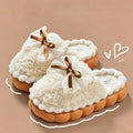 New Women's Plush Slippers - Bow Detail Winter House Shoes, Ultra-Soft Non-Slip Indoor Slippers for Home&Maternity Comfort