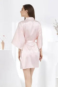 Women Silk Robe RB032 2018 New Silk Kimono Robe Bathrobe Women Silk Bridesmaid Robes Sexy Navy Blue Robes Satin Robe Ladies Dressing Gowns