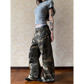 YIBASHU Women Camouflage Gothic Y2k Gyaru Baggy Jeans Oversize Denim Trousers Vintage Harajuku Grunge Cargo Wide Leg Jean Pants