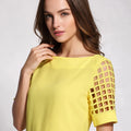 Loose Fit Women Royal Blue Blouse Hide Belly Short Sleeve Square Neck Chiffon Shirt Summer Casual Slimming Office Top