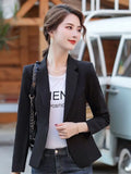Women Blazer 2023 Formal Blazers Lady Office Single Button Pockets Jackets Coat Slim Black Women Blazer Femme Jackets ZY6883