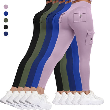 Cargo Leggings for Women Tummy Control Butt Lifting  Sports Leggings with Pockets Fitness Yoga Pants Gym Clothing Sportswer