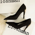 Fashion Light Luxury Pointed Toe High-heeled Stiletto Women's Shoes Sexy Metal Flower Wedding Shoes Banquet High-quality Single