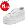 Women White Platform Sneakers Breathable Mesh Lightweight Casual Shoes Height Increase Chunky Sole Comfort