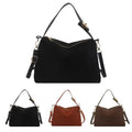 Large Capacity Shoulder Bag Suede Adjustable Strap Crossbody Bag Zipper Women's Handbag Commuting ﻿