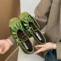 Niche Pleated Strap Ballet Flats for Women - 2026 New Satin Colorblock Mary Jane Shoes