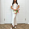 Women Romantic Floral Print Maxi Dress Summer French V Neck Puff Sleeve Waist Cinched Elegant Bodycon Long Dress