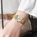 Slim Strap Rhinestone Quartz Watch Leaf Design Square Dial Women Quartz Watch Small Dial Pull Adjustable Rhinestone Watch