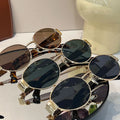 Retro punk Sun Protection Sunglasses Vintage New Women's Metal Oval Sun Glasses Ladies Classic Eyewear UV400 Gafas De Sol