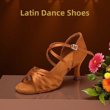 Women Shoes SWDZM Women Latin Dance Shoes High Heels Tango Party Dance Shoes For Girls Ladies Satin Salsa Sandals Dancing Ballroom Shoes