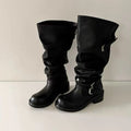 Women Thick Soled Knight Boots with Belt Buckle Decoration Short Boots Outdoor Wide Leg Women Boots Thick Heel Fashionable