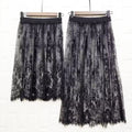 Fashion Transparent Sexy Lace Mesh Skirt Elegant Lace Long Tulle Skirt 2 Length Elastic High Waist Womens Skirt Ladies
