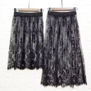 Fashion Transparent Sexy Lace Mesh Skirt Elegant Lace Long Tulle Skirt 2 Length Elastic High Waist Womens Skirt Ladies