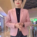 Korean Lady Solid Color Short Suit Outwear Women Fashion Leisure Small Suit Coat Spring Autumn Female Long Sleeves Blazer Jacket