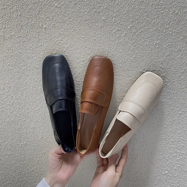 Women Retro Loafer  British Style Elegant Square Toe Soft Chunky Heels Pumps Fashion Comfortable Party Flats Casual Shoes