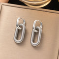 Gold Color Dangle Earrings with Shiny Zircon Decor Elegant Minimalist Double Loop Design Hoop Earrings Jewelry Gift for Women