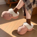Chunky Bottom Furry Fur Home Slippers for Women Warm Plush Soft Sole Bedroom Slippers 2026 Winter No Slip Closed Toe Shoes Women