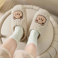 Cute Bear Fluffy Slippers Warm Plush House Shoes for Women and Men