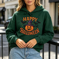 Happy Halloween Hoodie Women Witch Hat Pumpkin Graphic Sweatshirt Spooky Season Long Sleeve Casual Loose Pullover Warm Tops