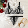 Elegant Floral Lace Lingerie Set With Choker Women Intimates Underwire Bra And Thongs Lady Underwear Set Back Closure Hollow Bra