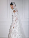 Kyoto Customized White Floral Lace Wedding Dress Off Shoulder Long Sleeves Vestidos De Noiva Exquisite Mermaid Evening Dresses