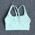 Solid Color Women Fitness Sports Bra Top Gym Yoga Backless Athletic Back Cutout Cross Tight Workout Soft With Chest Pad