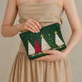 Makeup Elegant Christmas Tree Makeup Bag Green Base Gold Star Xmas Print Cosmetic Pouch Travel Storage Holiday Gift Toiletry Bags