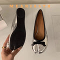 split Toe Shoes Tabis Ballet Flats Women Black Leather loafers Mary Janes Plus Size 44 Butterfly Knot Ballerinas Zapatos mujer