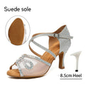 Women Latin Dance Shoes Rhinestone Dancing Shoes Ladies Party Shoes High Heels Girls Tango Ballroom Dance Shoes Salsa Sandals