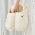 Cute Bear Waterproof Eva Winter Indoor Slippers Women 2026 New Thick Bottom Warm Plush Home Slippers Couple Comfort House Slides