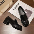 2026 New Retro Loafers, Japanese Style Square Heel High Heels, Everyday Luxury Women's Solid Color Elegant Mary Jane Shoes