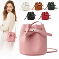 Fashion PU Leather Simple Bucket Bag Versatile Mini Shoulder Bag Solid Color Large Capacity Crossbody Bag Commuting Tote Bag
