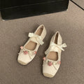 Designer Cross Strap Women Mary Jane Shoes Fashion Square Toe Butterfly-knot Shoes Laides Comfort Dress Ballet Flats Shoes