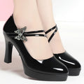2023 Spring And Autumn New High-heeled Single Shoes Leather Small Leather Shoes Catwalk Shoes Ladies Dancing Bride Wedding Shoes