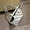 Polka Dot Canvas Tote Bag For Women Large Capacity Striped Plaid Shoulder Style