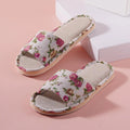 Fashion Floral Slippers Women Casual Comfortable Indoor Home Flat Shoes Anti Slip Sandals Spring Autumn September Essential