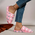 Women Sweet Heart-shaped Soft Soled Plush Slippers Winter Warm Home Slippers Female Cute Silent Slides Adults Cute Bedroom Shoes