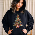 2026 new Autumn Winter Women Hooded Sweatshirt, Xmas Book Tree Santa Print Pullover Hoodie Christmas Festival Long Sleeve Tops