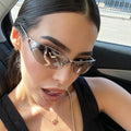 Women Sunglasses New Y2K Girl Technology Fashion Sunglasses Metal Cat-eye Sun Glasses for Women Trendy Brand Men Outdoor Travel Eyewear