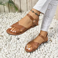 2026 New  Leather Roman Sandals Women Summer New Soft Sole Women's Casual Flat Sandal Brown Color Comfortable Shoes for Women