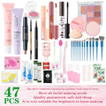 47PCS Set Waterproof Makeup Set BB Cream Eyebrow Pencil Eye Shadow Eyeliner Pencil Mascara Lipstick Loose Powder Brush Tool Set