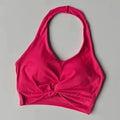 Women Halter Sports Bra Integrated Yoga Tank Top Padded Shockproof Support For Gym Workout Pilates Running Fitness